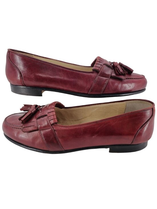 Vintage Bragano Cole Haan Burgundy Leather Dress Shoes Men 9W Tassel Loafer Ital main image 10